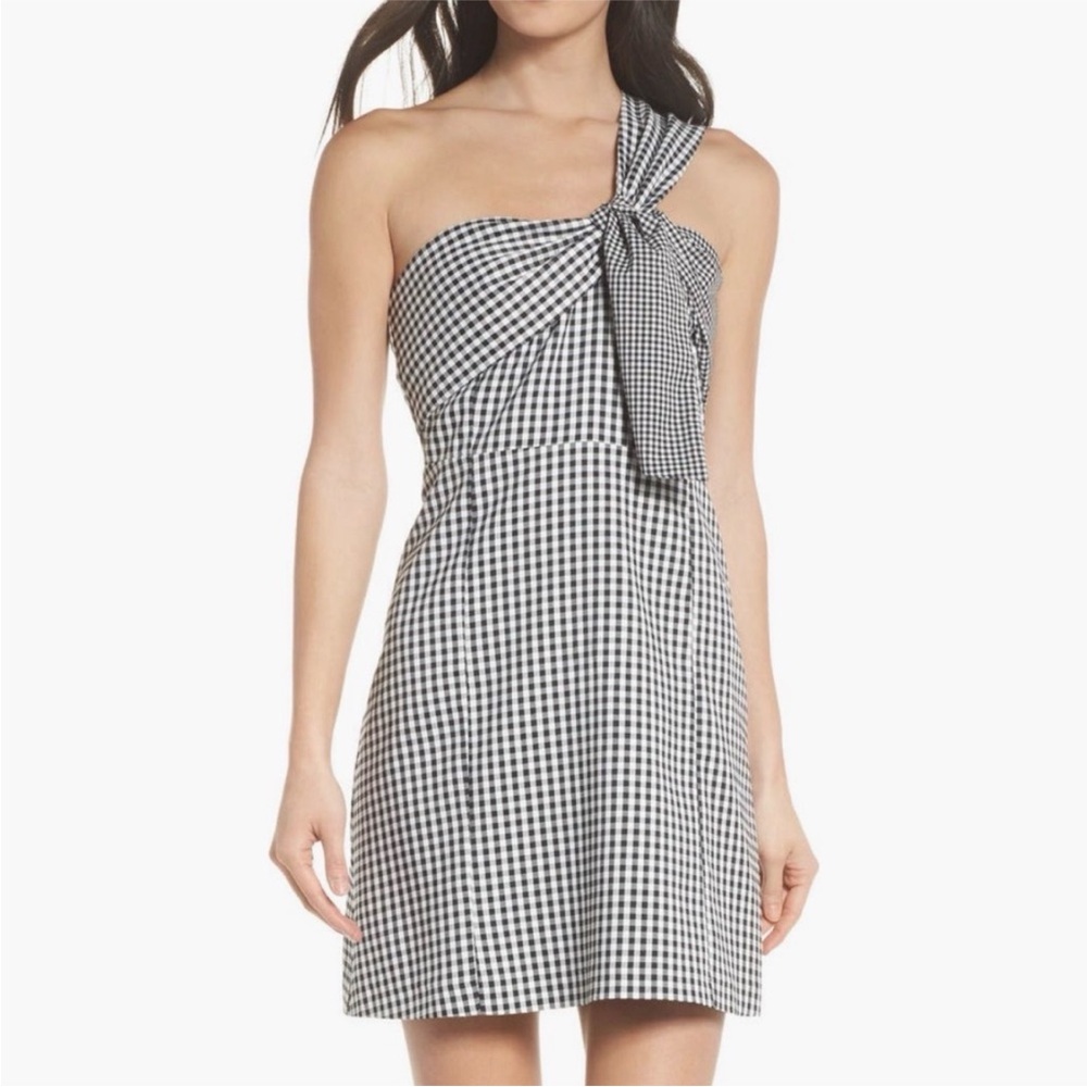 NWT Sam Edelman Black and White‎ Gingham One-Shoulder Dress Size Women’s Size 10